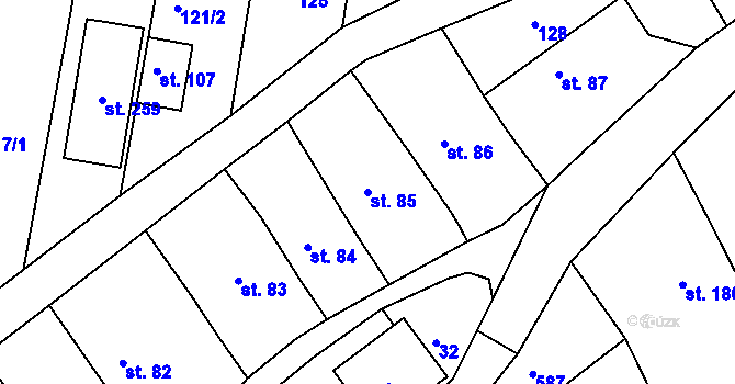Parcela st. 85 v KÚ Tučapy u Holešova, Katastrální mapa
