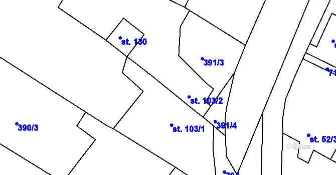 Parcela st. 103/2 v KÚ Tučapy u Holešova, Katastrální mapa