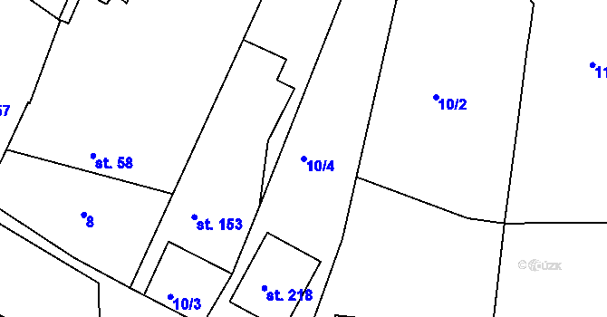 Parcela st. 10/4 v KÚ Tučapy u Holešova, Katastrální mapa