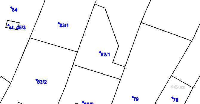 Parcela st. 82/1 v KÚ Tučapy u Holešova, Katastrální mapa