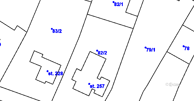 Parcela st. 82/2 v KÚ Tučapy u Holešova, Katastrální mapa