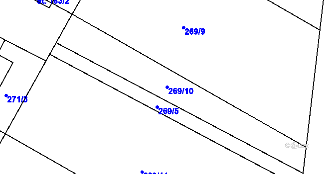 Parcela st. 269/10 v KÚ Tučapy u Holešova, Katastrální mapa