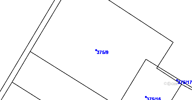 Parcela st. 375/9 v KÚ Tučapy u Holešova, Katastrální mapa