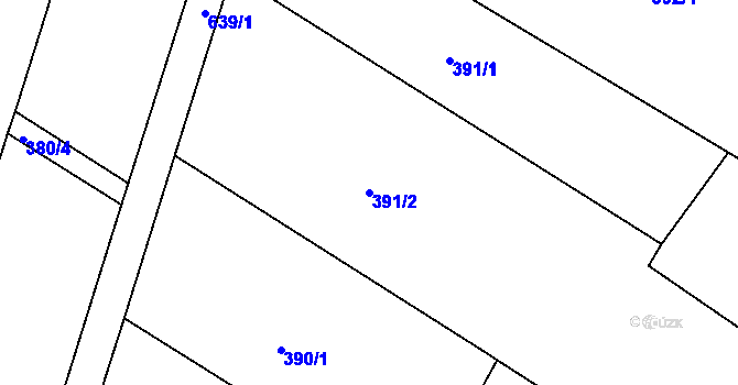 Parcela st. 391/2 v KÚ Tučapy u Holešova, Katastrální mapa