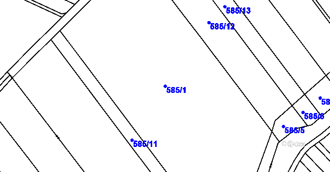 Parcela st. 585/1 v KÚ Tučapy u Holešova, Katastrální mapa
