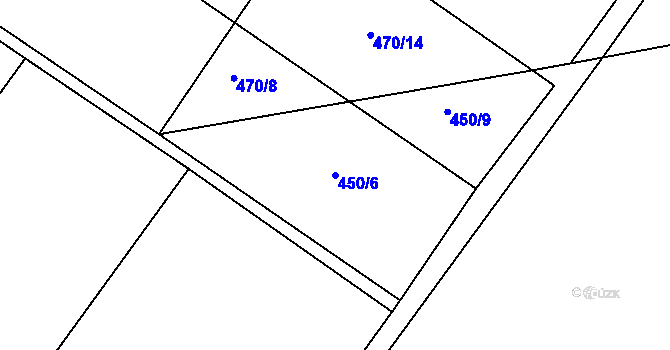 Parcela st. 450/6 v KÚ Tučapy u Holešova, Katastrální mapa