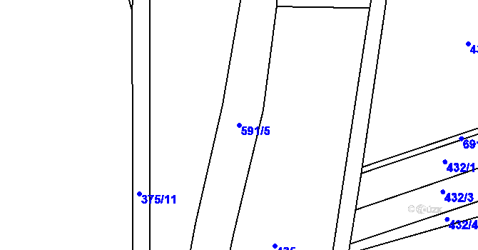Parcela st. 591/5 v KÚ Tučapy u Holešova, Katastrální mapa