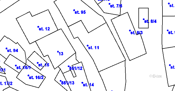 Parcela st. 11 v KÚ Tučapy, Katastrální mapa