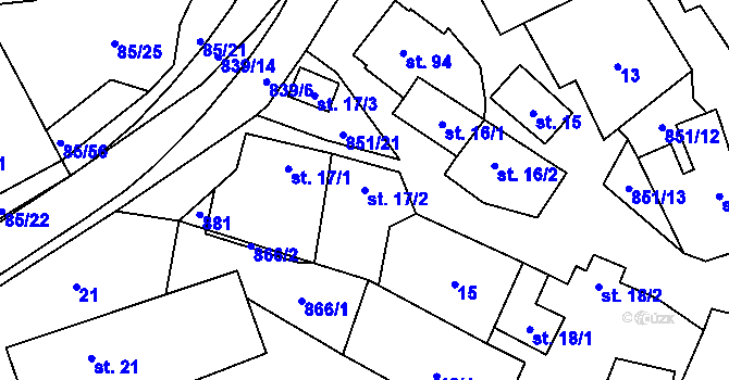 Parcela st. 17/2 v KÚ Tučapy, Katastrální mapa