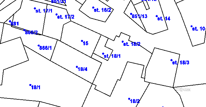Parcela st. 18/1 v KÚ Tučapy, Katastrální mapa