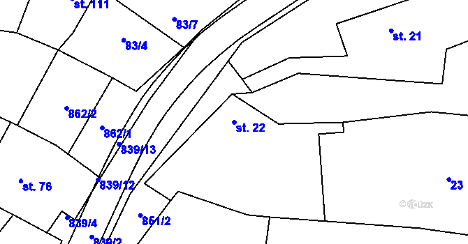 Parcela st. 22 v KÚ Tučapy, Katastrální mapa