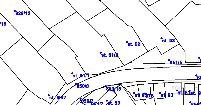 Parcela st. 61/2 v KÚ Tučapy, Katastrální mapa