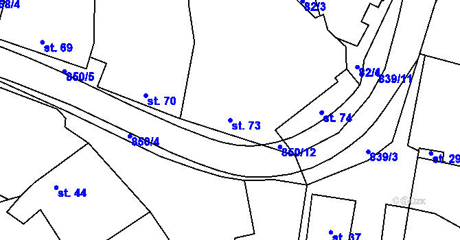 Parcela st. 73 v KÚ Tučapy, Katastrální mapa