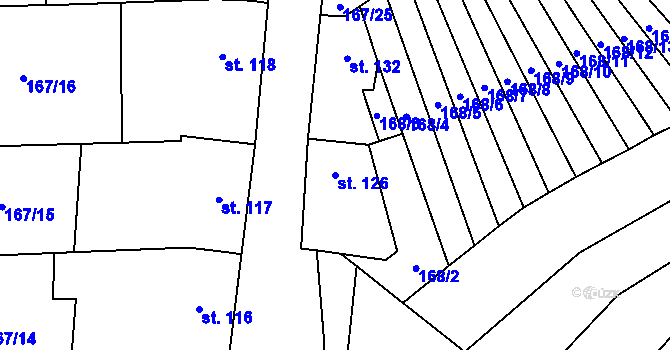 Parcela st. 126 v KÚ Tučapy, Katastrální mapa