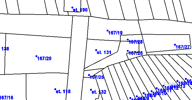 Parcela st. 131 v KÚ Tučapy, Katastrální mapa
