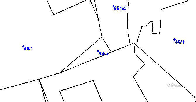 Parcela st. 42/5 v KÚ Tučapy, Katastrální mapa