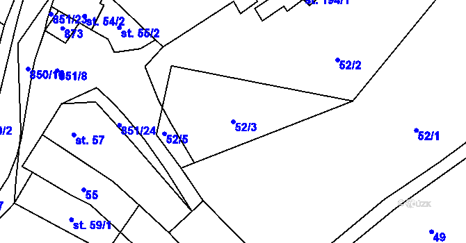Parcela st. 52/3 v KÚ Tučapy, Katastrální mapa