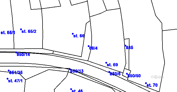 Parcela st. 68/4 v KÚ Tučapy, Katastrální mapa