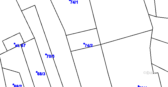 Parcela st. 74/2 v KÚ Tučapy, Katastrální mapa