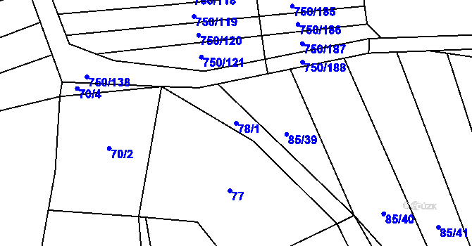 Parcela st. 78/1 v KÚ Tučapy, Katastrální mapa