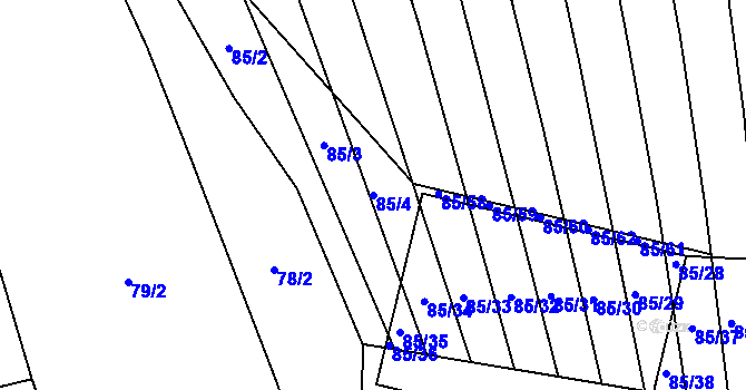 Parcela st. 85/4 v KÚ Tučapy, Katastrální mapa