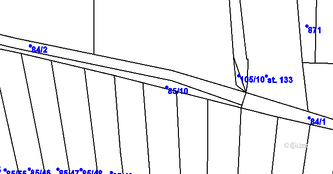 Parcela st. 85/10 v KÚ Tučapy, Katastrální mapa