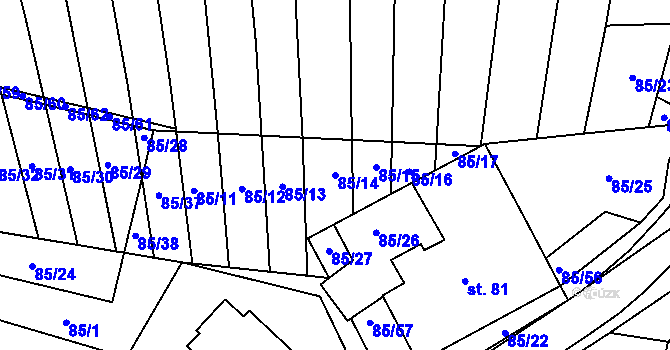Parcela st. 85/14 v KÚ Tučapy, Katastrální mapa
