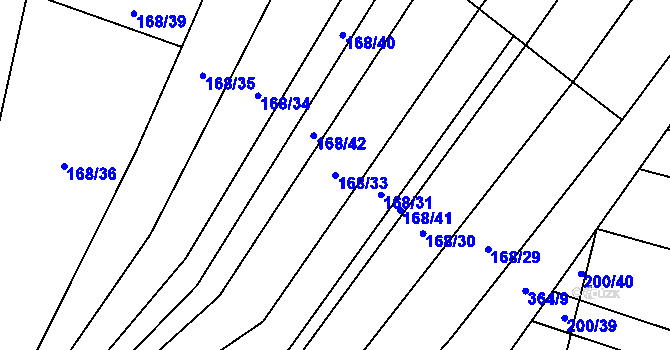 Parcela st. 168/33 v KÚ Tučapy, Katastrální mapa