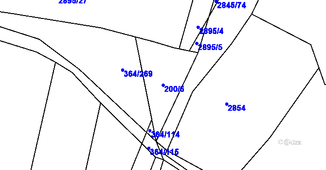 Parcela st. 200/6 v KÚ Tučapy, Katastrální mapa