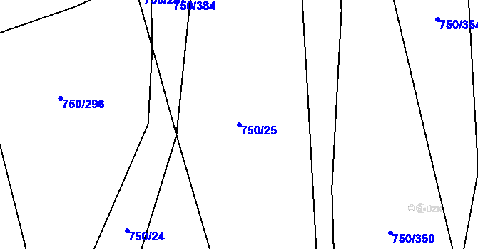 Parcela st. 750/25 v KÚ Tučapy, Katastrální mapa