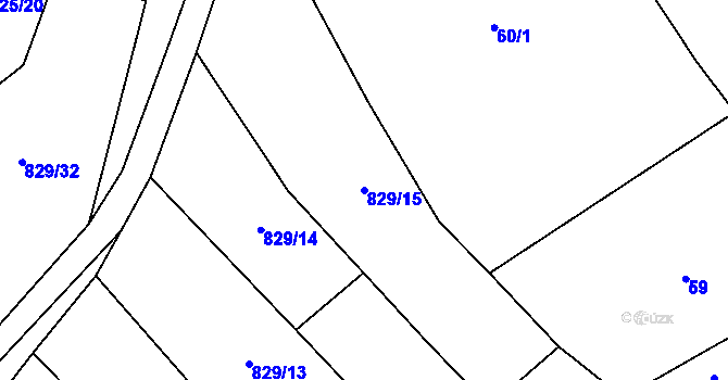 Parcela st. 829/15 v KÚ Tučapy, Katastrální mapa