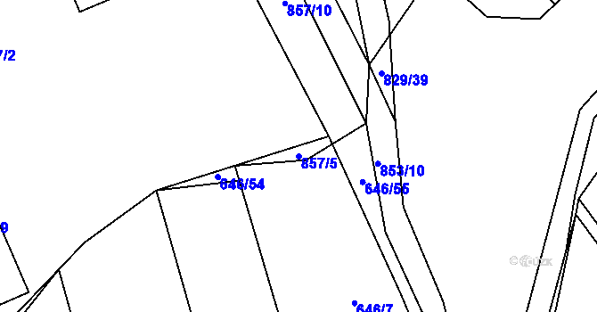 Parcela st. 857/5 v KÚ Tučapy, Katastrální mapa