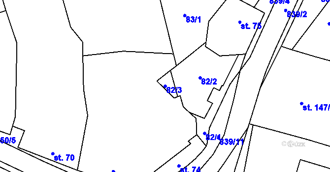 Parcela st. 82/3 v KÚ Tučapy, Katastrální mapa