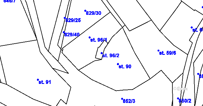 Parcela st. 96/2 v KÚ Tučapy, Katastrální mapa