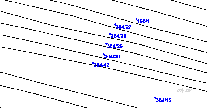 Parcela st. 364/30 v KÚ Tučapy, Katastrální mapa
