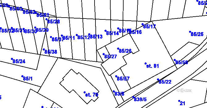 Parcela st. 85/27 v KÚ Tučapy, Katastrální mapa