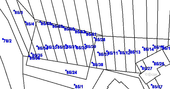Parcela st. 85/29 v KÚ Tučapy, Katastrální mapa
