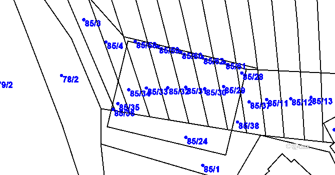 Parcela st. 85/32 v KÚ Tučapy, Katastrální mapa