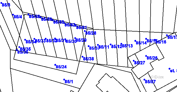 Parcela st. 85/37 v KÚ Tučapy, Katastrální mapa
