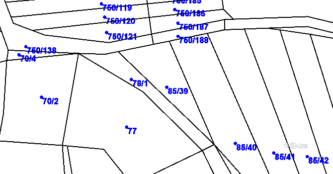 Parcela st. 85/39 v KÚ Tučapy, Katastrální mapa