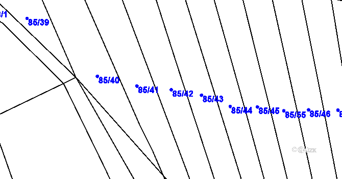 Parcela st. 85/42 v KÚ Tučapy, Katastrální mapa