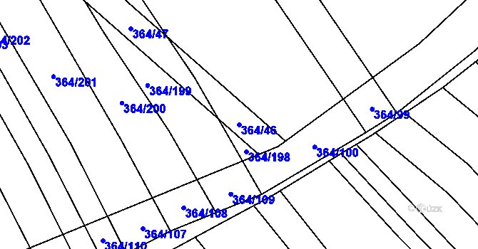 Parcela st. 364/46 v KÚ Tučapy, Katastrální mapa