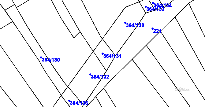 Parcela st. 364/131 v KÚ Tučapy, Katastrální mapa