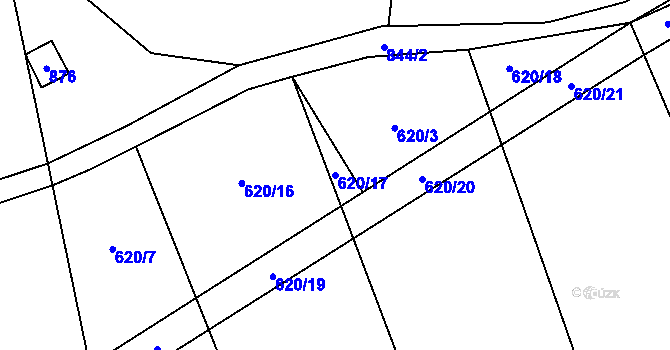 Parcela st. 620/17 v KÚ Tučapy, Katastrální mapa