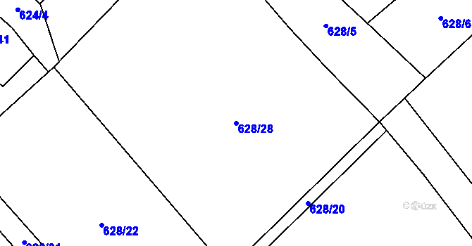 Parcela st. 628/28 v KÚ Tučapy, Katastrální mapa