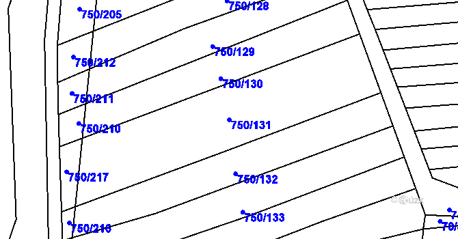 Parcela st. 750/131 v KÚ Tučapy, Katastrální mapa