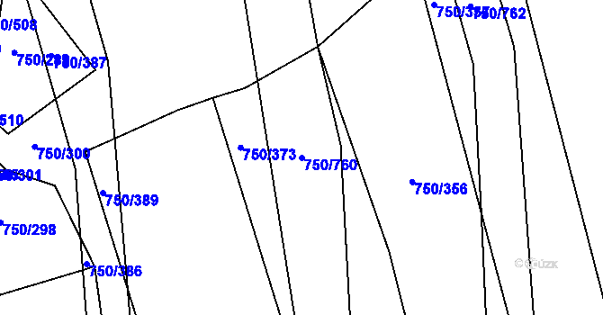 Parcela st. 750/760 v KÚ Tučapy, Katastrální mapa