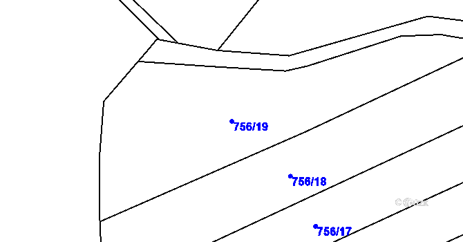 Parcela st. 756/19 v KÚ Tučapy, Katastrální mapa
