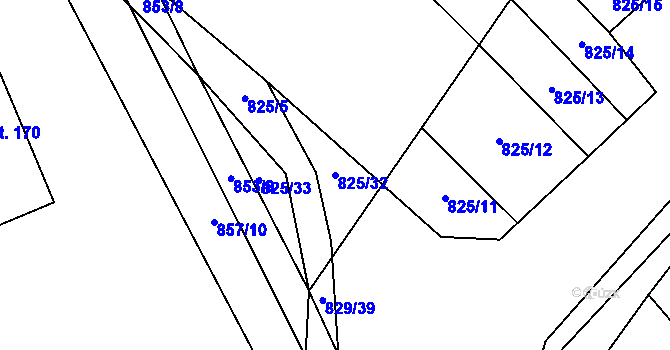 Parcela st. 825/32 v KÚ Tučapy, Katastrální mapa