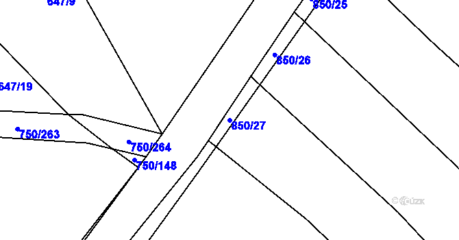 Parcela st. 850/27 v KÚ Tučapy, Katastrální mapa